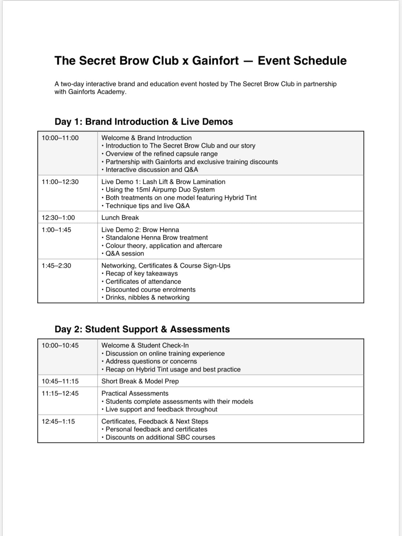 Secret Brow Club Masterclass & Assessment | November 3rd & 4th