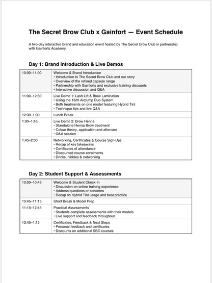 Secret Brow Club Masterclass & Assessment | November 3rd & 4th